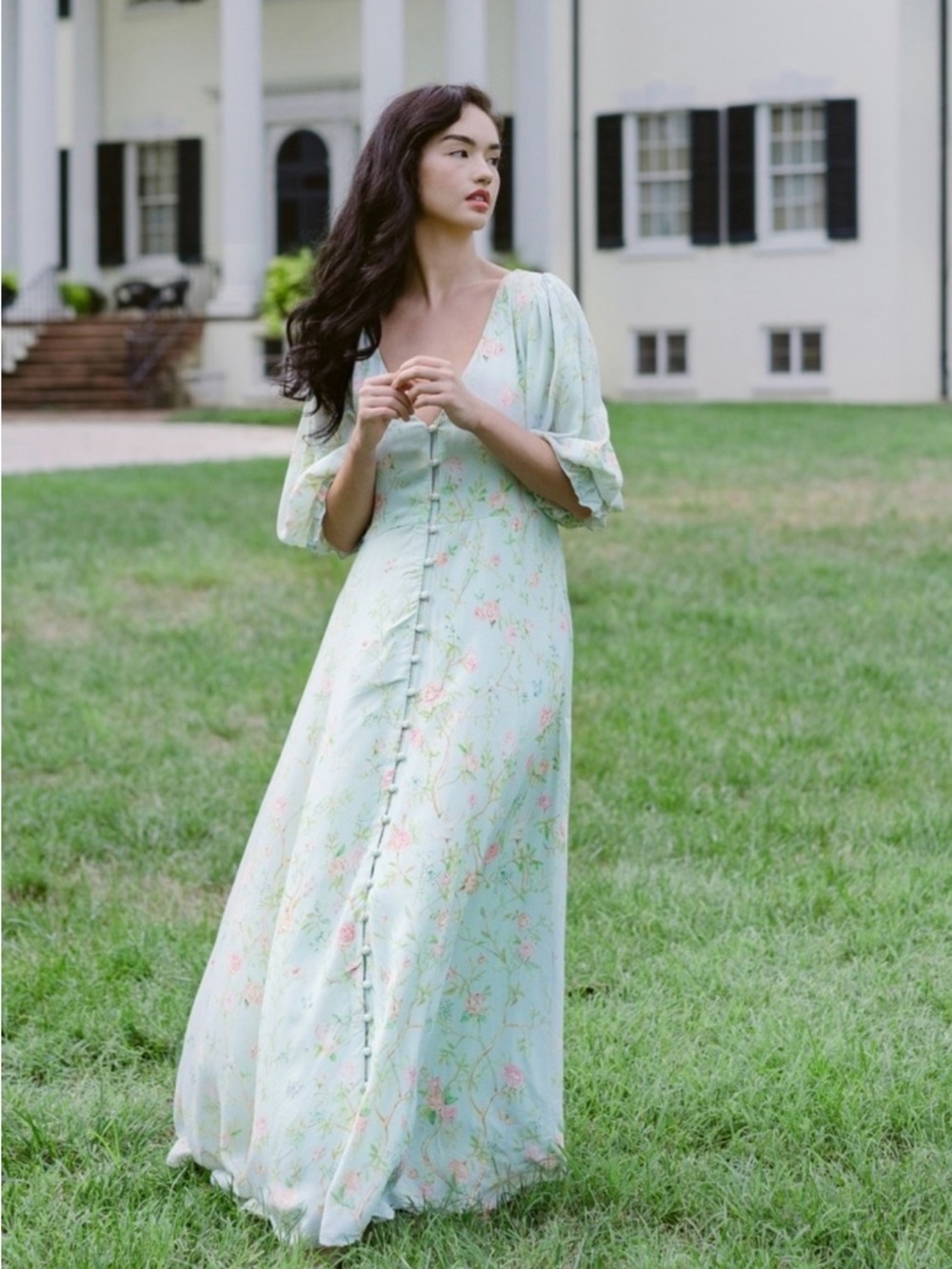 The Netherfield Dress by Lillou size Small Mint Peach Rose